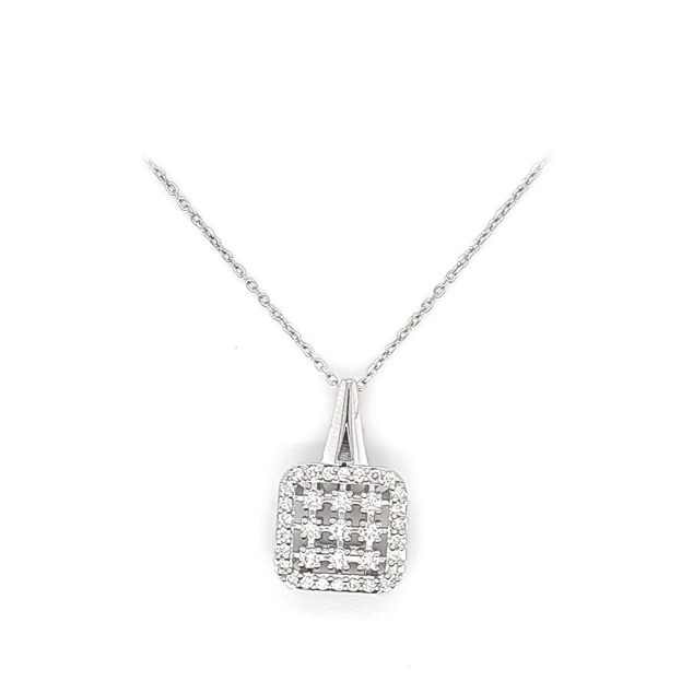 Cushion Cluster Diamond Pendant Necklace
