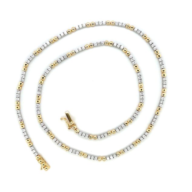 Two-Toned Round Cut Diamond Tennis Necklace