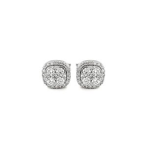 Halo Cushion-Shaped Diamond Stud Earrings