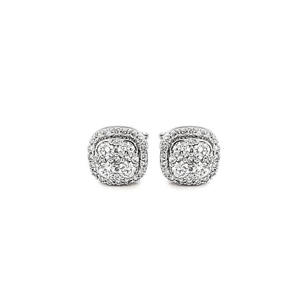 Halo Cushion-Shaped Diamond Stud Earrings