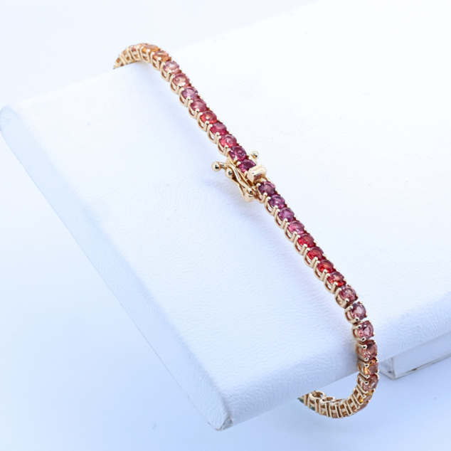 Round Cut Multi-Colored Saphire Tennis Bracelet