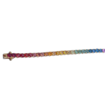 Emerald Cut Multi-Colored Saphire Tennis Bracelet