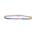 Emerald Cut Multi-Colored Saphire Tennis Bracelet