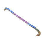 Emerald Cut Multi-Colored Saphire Tennis Bracelet