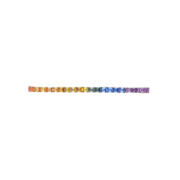 Emerald Cut Multi-Colored Saphire Tennis Bracelet
