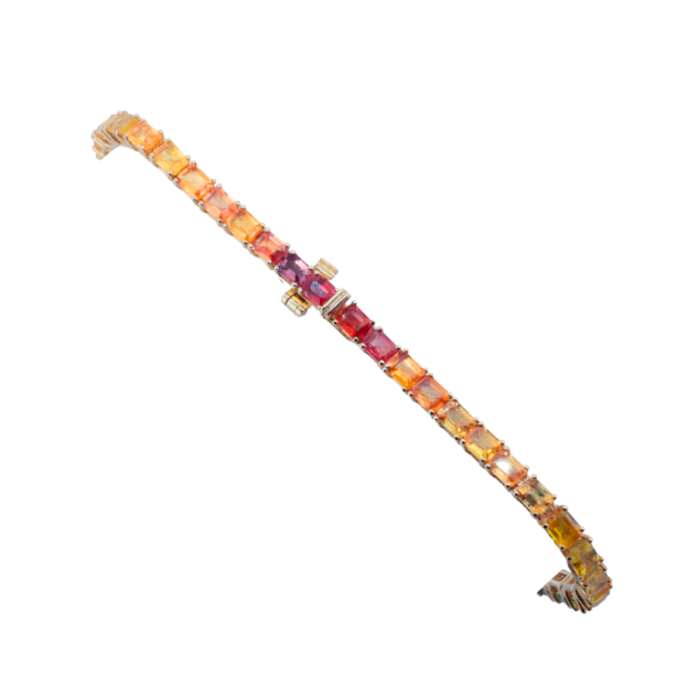 Emerald Cut Multi-Colored Saphire Tennis Bracelet