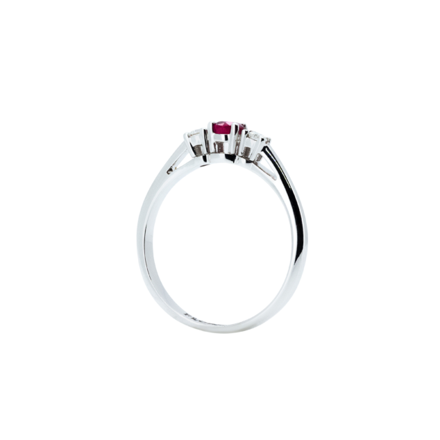 Ruby and Diamond Three Stone Ring