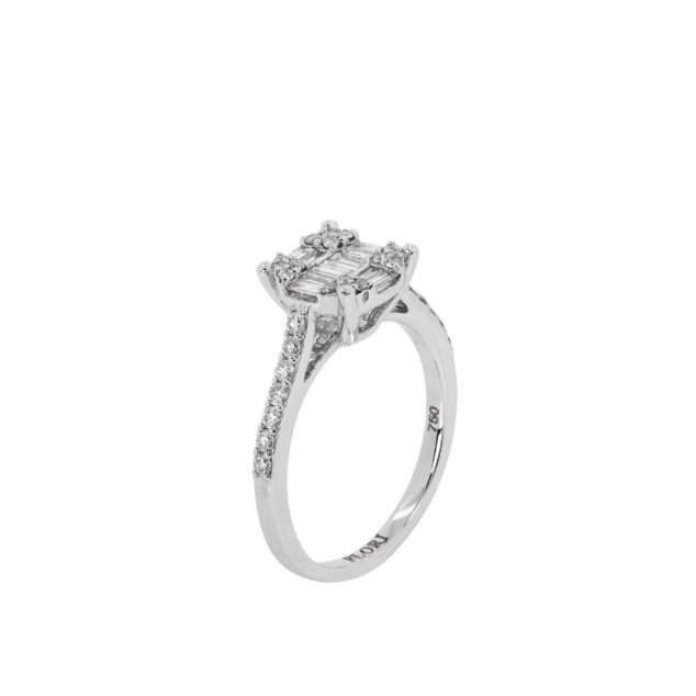 Round and Baguette Diamond Ring