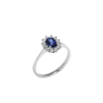 Sapphire and Diamond Oval Cut Ring