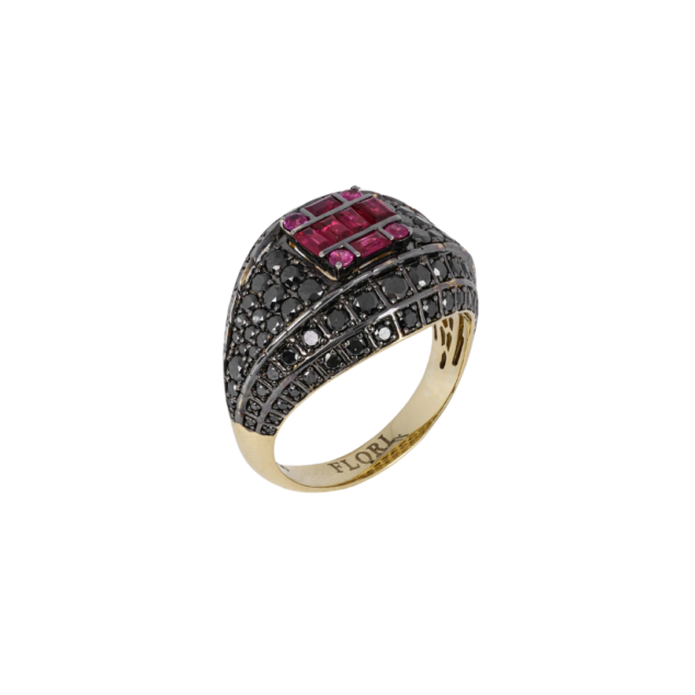 Diamond and Ruby Invisible-Set Ring
