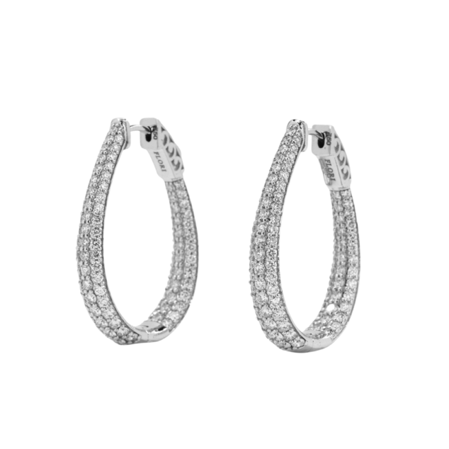 Diamond Three Row Hoop Earrings