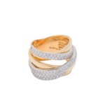 Two-Tone Crossover Round Cut Diamond Ring