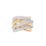 Two-Tone Crossover Round Cut Diamond Ring