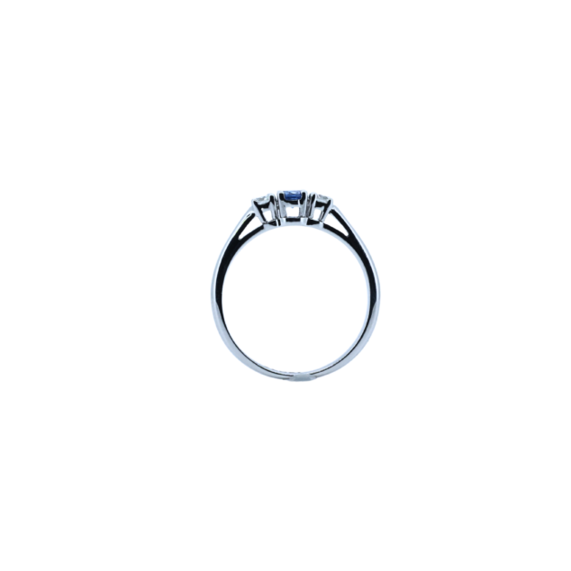 Sapphire and Diamond Three Stone Ring