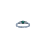 Natural Emerald and Diamond Three Stone Ring