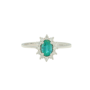 Natural Emerald and Diamond Ring
