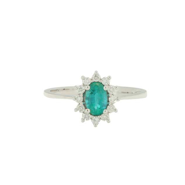 Natural Emerald and Diamond Ring