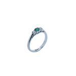 Natural Emerald and Diamond Three Stone Ring