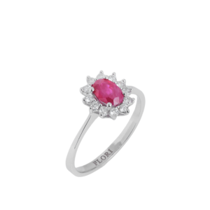 Ruby and Diamond Oval Cut Ring