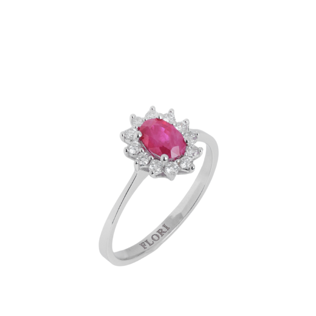 Ruby and Diamond Oval Cut Ring