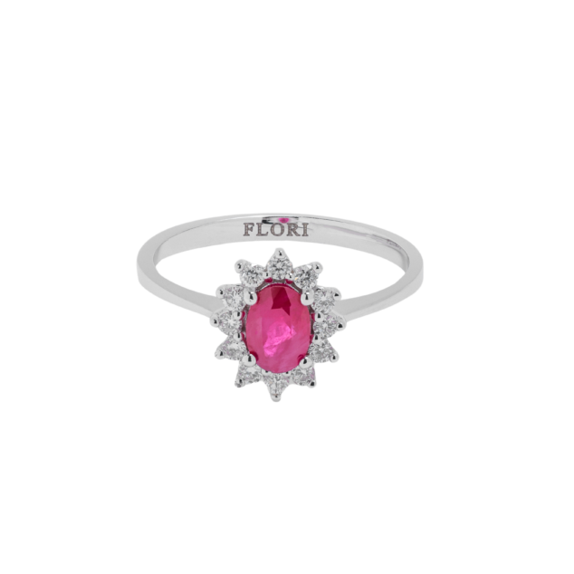 Ruby and Diamond Oval Cut Ring