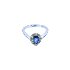 Pear Cut Sapphire and Diamond Ring