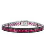 Three-Row Ruby and Diamond Tennis Bracelet