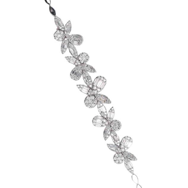 Baguette and Round Cut Diamond Bracelet