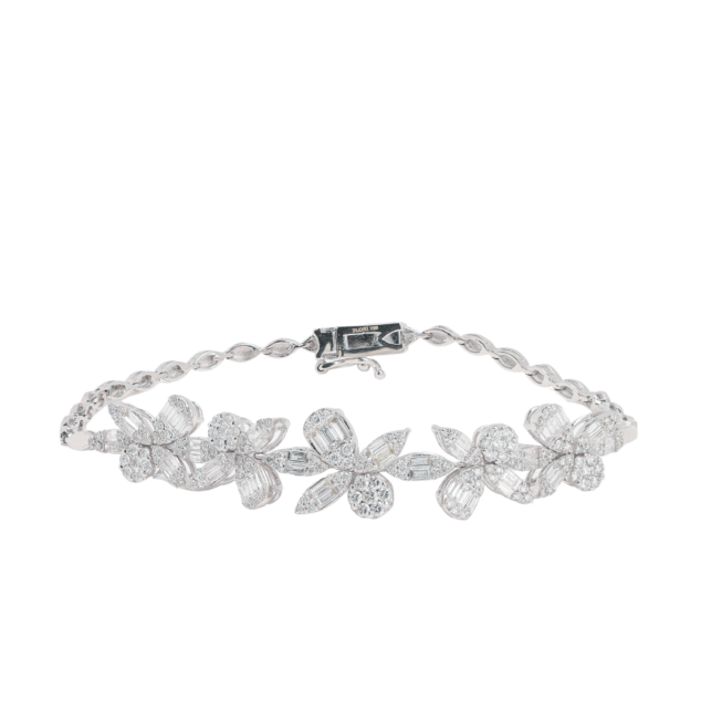 Baguette and Round Cut Diamond Bracelet