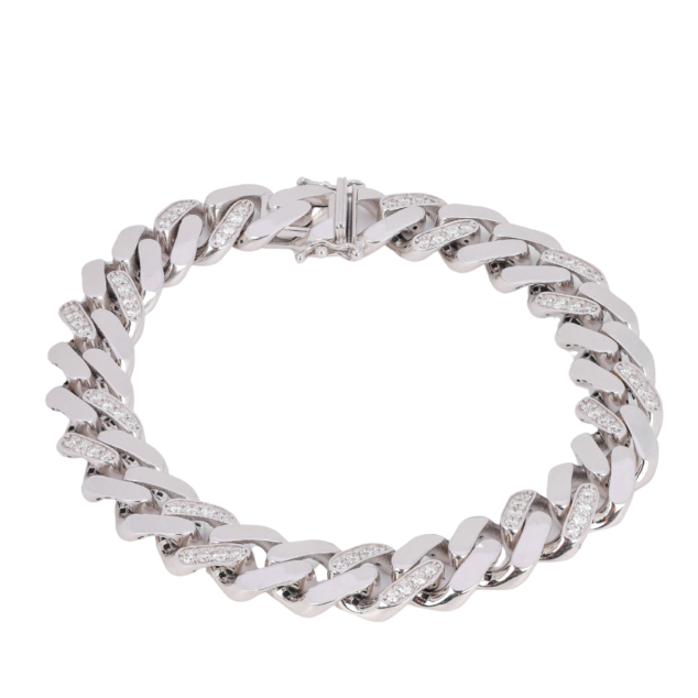 Round Brilliant Cut Diamond Cuban Chain Bracelet