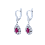Pear Shape Ruby and Diamond Drop Earrings
