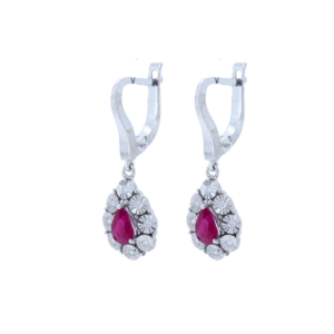 Pear Shape Ruby and Diamond Drop Earrings