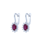 Ruby and Diamond Oval Cut Earrings