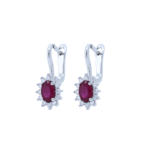 Ruby and Diamond Oval Cut Earrings