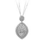 Baguette and Round Cut Marquise Halo Pendant