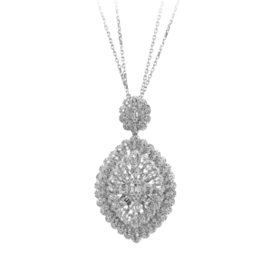 Baguette and Round Cut Marquise Halo Pendant