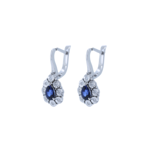 Pear Cut Sapphire and Diamond Dangle Earrings