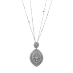 Baguette and Round Cut Marquise Halo Pendant