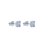 Baguette and Round Diamond Stud Earrings