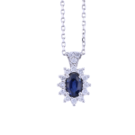 Sapphire and Diamond Oval Cut Pendant