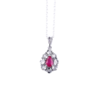 Pear Cut Ruby and Diamond Pendant