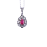 Pear Cut Ruby and Diamond Pendant