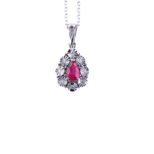 Pear Cut Ruby and Diamond Pendant