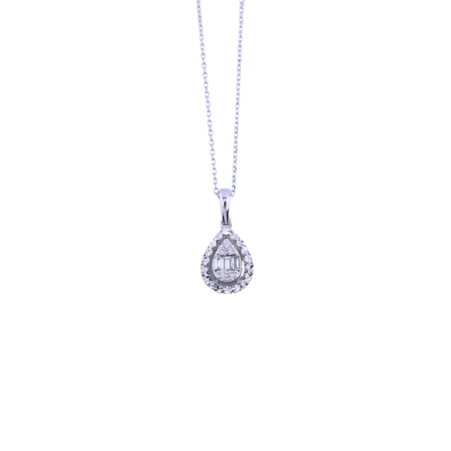 Baguette and Round Cut Diamond Pendant