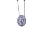 Baguette and Round Cut Diamond Halo Pendant