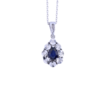Pear Cut Sapphire and Diamond Pendant