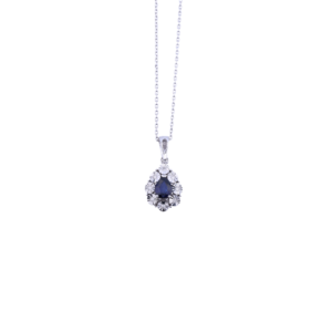 Pear Cut Sapphire and Diamond Pendant