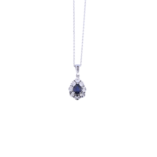 Pear Cut Sapphire and Diamond Pendant