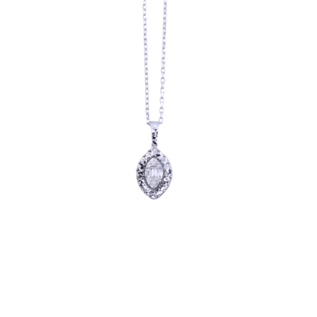 Baguette and Round Cut Diamond Pendant