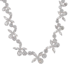 Baguette and Round Cut Diamond Necklace